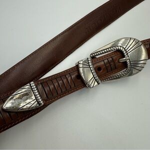 Danbury PGA Tour 36 Brown Top Grain Leather Strip Belt w/Silver Plated Hardware